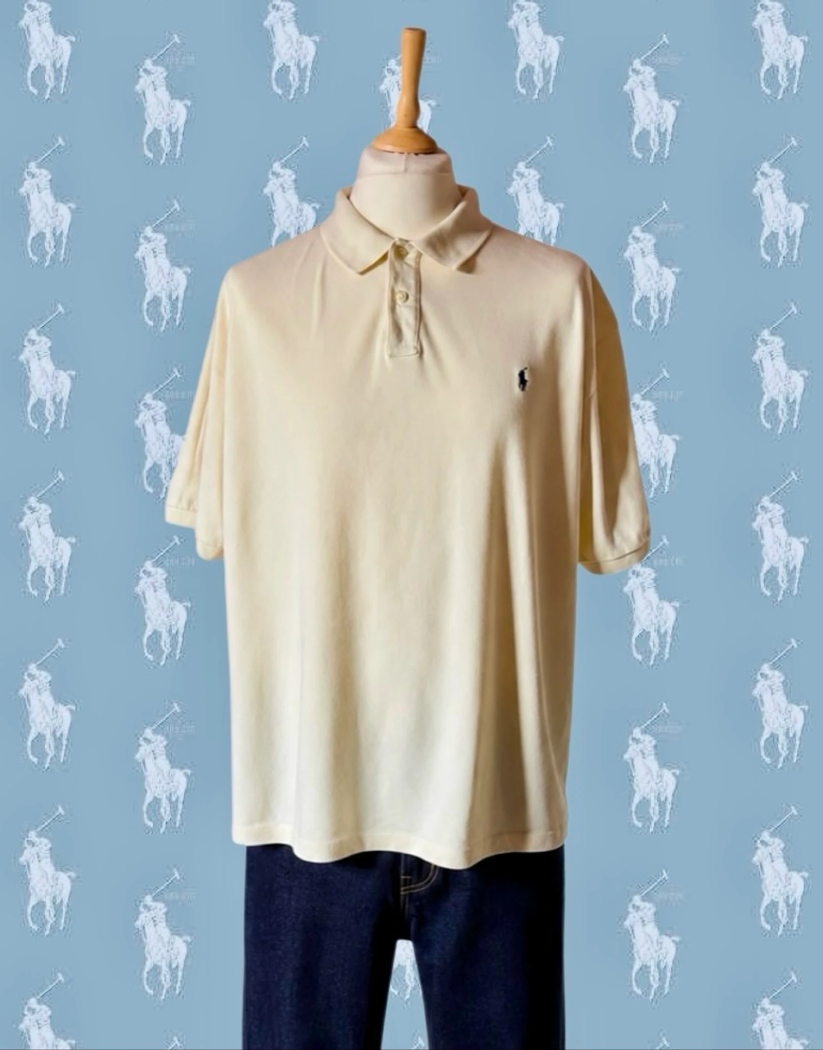 👕🌿Polo Ralph Lauren vintage écru homme coupe ample relaxed fit XL/XXL🌿👕